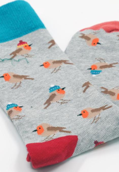 Șosete Bărbătești Organice Fără Cusătură gri cu animati colorate , Engros